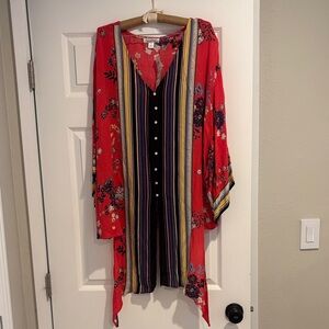 Studio JPR Asymmetrical Floral and Stripe Tunic Size 1X NEW